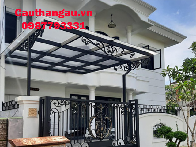 Mái che sắt nghệ thuật kính cường lực tại hà nội Mái che sắt nghệ thuật kính cường lực tại hà nội